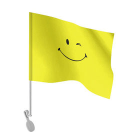 Флаг для автомобиля с принтом Смайл , 100% полиэстер | Размер: 30*21 см | emoji | smile | жёлтый | смайл | смайлик | улыбка | эмодзи | эмоции