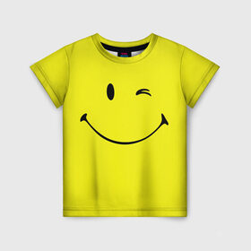 Детская футболка 3D с принтом Смайл , 100% гипоаллергенный полиэфир | прямой крой, круглый вырез горловины, длина до линии бедер, чуть спущенное плечо, ткань немного тянется | emoji | smile | жёлтый | смайл | смайлик | улыбка | эмодзи | эмоции
