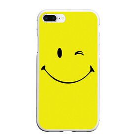 Чехол для iPhone 7Plus/8 Plus матовый с принтом Смайл , Силикон | Область печати: задняя сторона чехла, без боковых панелей | emoji | smile | жёлтый | смайл | смайлик | улыбка | эмодзи | эмоции