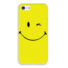 Чехол для iPhone 5/5S матовый с принтом Смайл , Силикон | Область печати: задняя сторона чехла, без боковых панелей | emoji | smile | жёлтый | смайл | смайлик | улыбка | эмодзи | эмоции