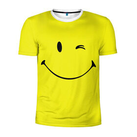Мужская футболка 3D спортивная с принтом Смайл , 100% полиэстер с улучшенными характеристиками | приталенный силуэт, круглая горловина, широкие плечи, сужается к линии бедра | Тематика изображения на принте: emoji | smile | жёлтый | смайл | смайлик | улыбка | эмодзи | эмоции