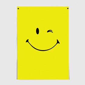 Постер с принтом Смайл , 100% бумага
 | бумага, плотность 150 мг. Матовая, но за счет высокого коэффициента гладкости имеет небольшой блеск и дает на свету блики, но в отличии от глянцевой бумаги не покрыта лаком | emoji | smile | жёлтый | смайл | смайлик | улыбка | эмодзи | эмоции