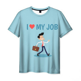Мужская футболка 3D с принтом Я люблю свою работу , 100% полиэфир | прямой крой, круглый вырез горловины, длина до линии бедер | любимая работа | я люблю свою работуработа