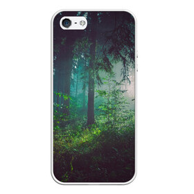 Чехол для iPhone 5/5S матовый с принтом Таинственный лес , Силикон | Область печати: задняя сторона чехла, без боковых панелей | деревья | зелень | на макете изображен таинственный зеленый леслес