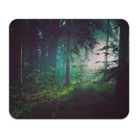 Коврик прямоугольный с принтом Таинственный лес , натуральный каучук | размер 230 х 185 мм; запечатка лицевой стороны | деревья | зелень | на макете изображен таинственный зеленый леслес