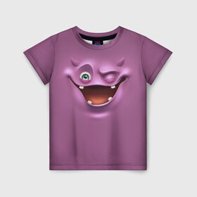Детская футболка 3D с принтом Пластилиновый смайл , 100% гипоаллергенный полиэфир | прямой крой, круглый вырез горловины, длина до линии бедер, чуть спущенное плечо, ткань немного тянется | глаза | мульт | рожица | рот | смайл | улыбка