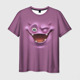 Мужская футболка 3D с принтом Пластилиновый смайл , 100% полиэфир | прямой крой, круглый вырез горловины, длина до линии бедер | Тематика изображения на принте: глаза | мульт | рожица | рот | смайл | улыбка