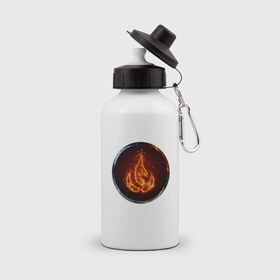 Бутылка спортивная с принтом Стихия огня , металл | емкость — 500 мл, в комплекте две пластиковые крышки и карабин для крепления | знаки | огонь | стихия | яркие