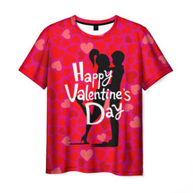 Мужская футболка 3D с принтом Valentine`s Day , 100% полиэфир | прямой крой, круглый вырез горловины, длина до линии бедер | 