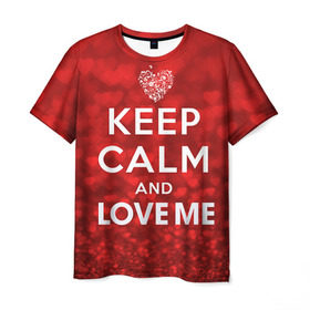 Мужская футболка 3D с принтом Love me , 100% полиэфир | прямой крой, круглый вырез горловины, длина до линии бедер | 14 февраля | love | love is | love me | валентин | влюбленный | день святого валентина | люби меня | любовь | милый | святой | сердечко | сердце