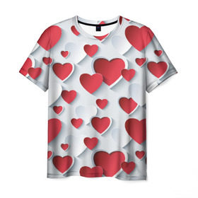 Мужская футболка 3D с принтом Сердца , 100% полиэфир | прямой крой, круглый вырез горловины, длина до линии бедер | день святого валентина | любовь | сердца