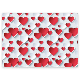 Поздравительная открытка с принтом Сердца , 100% бумага | плотность бумаги 280 г/м2, матовая, на обратной стороне линовка и место для марки
 | день святого валентина | любовь | сердца