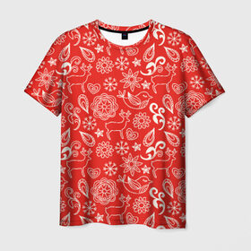 Мужская футболка 3D с принтом Новогодний микс , 100% полиэфир | прямой крой, круглый вырез горловины, длина до линии бедер | новый год | олени | снежинки | текстуры