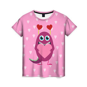 Женская футболка 3D с принтом Чудик с сердцем , 100% полиэфир ( синтетическое хлопкоподобное полотно) | прямой крой, круглый вырез горловины, длина до линии бедер | 14 февраля | love | валентин | влюбленные | любовь | сердечко | сердце | чудик