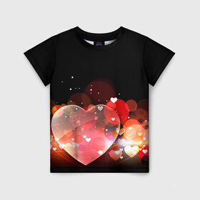Детская футболка 3D с принтом Сердца , 100% гипоаллергенный полиэфир | прямой крой, круглый вырез горловины, длина до линии бедер, чуть спущенное плечо, ткань немного тянется | 14 февраля | love | валентин | влюбленные | любовь | сердечко | сердце