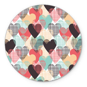 Коврик круглый с принтом Сердечки , резина и полиэстер | круглая форма, изображение наносится на всю лицевую часть | 14 февраля | love | валентин | влюбленные | любовь | сердечко | сердце
