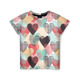 Детская футболка 3D с принтом Сердечки , 100% гипоаллергенный полиэфир | прямой крой, круглый вырез горловины, длина до линии бедер, чуть спущенное плечо, ткань немного тянется | 14 февраля | love | валентин | влюбленные | любовь | сердечко | сердце