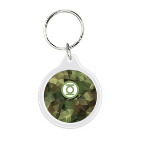 Брелок круглый с принтом Зеленый фонарь , пластик и полированная сталь | круглая форма, металлическое крепление в виде кольца | 