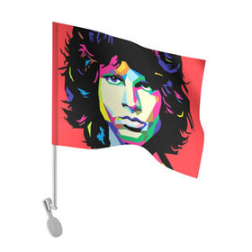 Флаг для автомобиля с принтом Jim morrison , 100% полиэстер | Размер: 30*21 см | jim morrison джим моррисон | поп арт | портрет