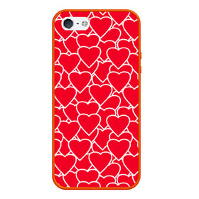 Чехол силиконовый для Телефон Apple iPhone 5/5S с принтом Сердца , Силикон | Область печати: задняя сторона чехла, без боковых панелей | любовь | орнамент | сердца