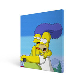 Холст квадратный с принтом Гомер и Мардж , 100% ПВХ |  | гомер