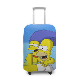 Чехол для чемодана 3D с принтом Гомер и Мардж , 86% полиэфир, 14% спандекс | двустороннее нанесение принта, прорези для ручек и колес | гомер