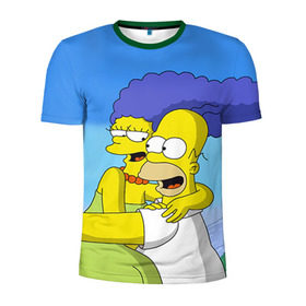 Мужская футболка 3D спортивная с принтом Гомер и Мардж , 100% полиэстер с улучшенными характеристиками | приталенный силуэт, круглая горловина, широкие плечи, сужается к линии бедра | гомер