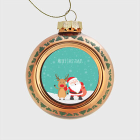 Стеклянный ёлочный шар с принтом Merry Christmas , Стекло | Диаметр: 80 мм | merry christmas | дед мороз | новый год | рождество