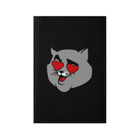 Обложка для паспорта матовая кожа с принтом Влюбленный кот , натуральная матовая кожа | размер 19,3 х 13,7 см; прозрачные пластиковые крепления | 14 февраля | валентин | кот | любовь | март