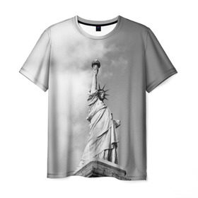 Мужская футболка 3D с принтом Статуя Свободы , 100% полиэфир | прямой крой, круглый вырез горловины, длина до линии бедер | америка | нью йорк | статуя свободы | сша | штаты
