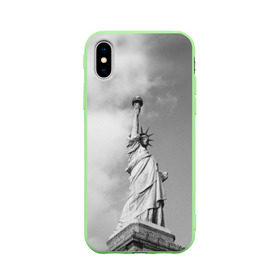 Чехол для Apple iPhone X силиконовый матовый с принтом Статуя Свободы , Силикон | Печать на задней стороне чехла, без боковой панели | америка | нью йорк | статуя свободы | сша | штаты