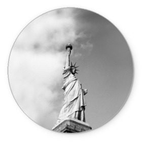 Коврик круглый с принтом Статуя Свободы , резина и полиэстер | круглая форма, изображение наносится на всю лицевую часть | америка | нью йорк | статуя свободы | сша | штаты