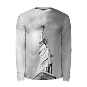 Мужской лонгслив 3D с принтом Статуя Свободы , 100% полиэстер | длинные рукава, круглый вырез горловины, полуприлегающий силуэт | америка | нью йорк | статуя свободы | сша | штаты