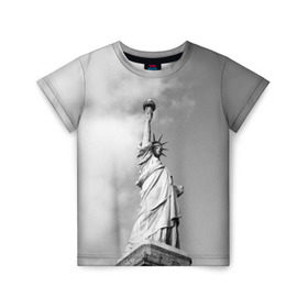 Детская футболка 3D с принтом Статуя Свободы , 100% гипоаллергенный полиэфир | прямой крой, круглый вырез горловины, длина до линии бедер, чуть спущенное плечо, ткань немного тянется | америка | нью йорк | статуя свободы | сша | штаты