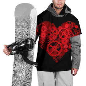 Накидка на куртку 3D с принтом Механическое сердце , 100% полиэстер |  | контраст | любовь | механическое | сердце | шестеренки