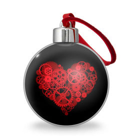 Ёлочный шар с принтом Механическое сердце , Пластик | Диаметр: 77 мм | контраст | любовь | механическое | сердце | шестеренки