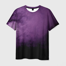 Мужская футболка 3D с принтом Фиолетовый дым , 100% полиэфир | прямой крой, круглый вырез горловины, длина до линии бедер | smoke | дым