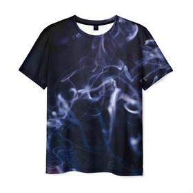Мужская футболка 3D с принтом Синий дым , 100% полиэфир | прямой крой, круглый вырез горловины, длина до линии бедер | Тематика изображения на принте: темный