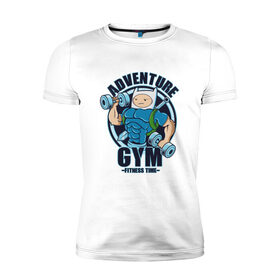 Мужская футболка премиум с принтом Adventure Gym , 92% хлопок, 8% лайкра | приталенный силуэт, круглый вырез ворота, длина до линии бедра, короткий рукав | 