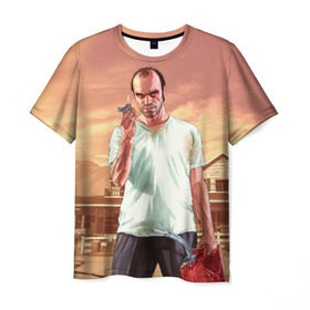 Мужская футболка 3D с принтом Тревор , 100% полиэфир | прямой крой, круглый вырез горловины, длина до линии бедер | auto | grand | gta | theft | гта