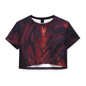 Женская футболка 3D укороченная с принтом Shadow fiend , 100% полиэстер | круглая горловина, длина футболки до линии талии, рукава с отворотами | dota | shadow fiend | дота | сф