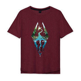 Мужская футболка хлопок Oversize с принтом Skyrim , 100% хлопок | свободный крой, круглый ворот, “спинка” длиннее передней части | Тематика изображения на принте: dragon | dragonborn | skyrim | дракон | скайрим