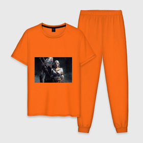 Мужская пижама хлопок с принтом The Witcher 3 Wild Hunt , 100% хлопок | брюки и футболка прямого кроя, без карманов, на брюках мягкая резинка на поясе и по низу штанин
 | игра.ведьмак 3 | цири | цири и геральт геральт
