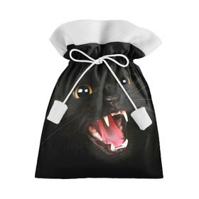 Подарочный 3D мешок с принтом Черный кот , 100% полиэстер | Размер: 29*39 см | Тематика изображения на принте: глаза | клыки | хищник | черный кон