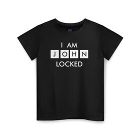 Детская футболка хлопок с принтом I AM JOHNLOCKED , 100% хлопок | круглый вырез горловины, полуприлегающий силуэт, длина до линии бедер | bbc | benedict | cumberbatch | dead | detective | doctor | freeman | holmes | john | martin | potato | sherlock | watson | бенедикт | ватсон | детектив | доктор | камбербэтч | мартин | мориарти | профессор | фримен | холмс | шерлок