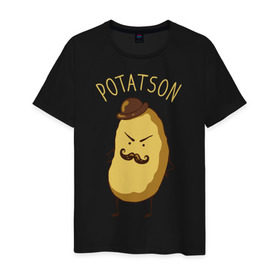 Мужская футболка хлопок с принтом Potatson , 100% хлопок | прямой крой, круглый вырез горловины, длина до линии бедер, слегка спущенное плечо. | bbc | benedict | cumberbatch | dead | detective | doctor | freeman | holmes | john | martin | potato | sherlock | watson | бенедикт | ватсон | детектив | доктор | камбербэтч | мартин | мориарти | профессор | фримен | холмс | шерлок