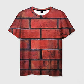 Мужская футболка 3D с принтом Кирпич , 100% полиэфир | прямой крой, круглый вырез горловины, длина до линии бедер | Тематика изображения на принте: камень | кирпич | красные | новые | прикольные | текстуры