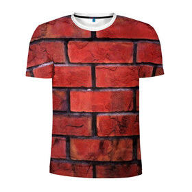 Мужская футболка 3D спортивная с принтом Кирпич , 100% полиэстер с улучшенными характеристиками | приталенный силуэт, круглая горловина, широкие плечи, сужается к линии бедра | Тематика изображения на принте: камень | кирпич | красные | новые | прикольные | текстуры