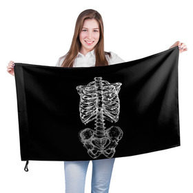 Флаг 3D с принтом Скелет , 100% полиэстер | плотность ткани — 95 г/м2, размер — 67 х 109 см. Принт наносится с одной стороны | скелет