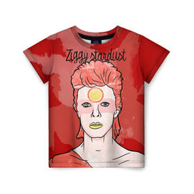 Детская футболка 3D с принтом Ziggy Stardust , 100% гипоаллергенный полиэфир | прямой крой, круглый вырез горловины, длина до линии бедер, чуть спущенное плечо, ткань немного тянется | bowie | david | ziggy stardust | боуи | дэвид | музыкант | певец | рок